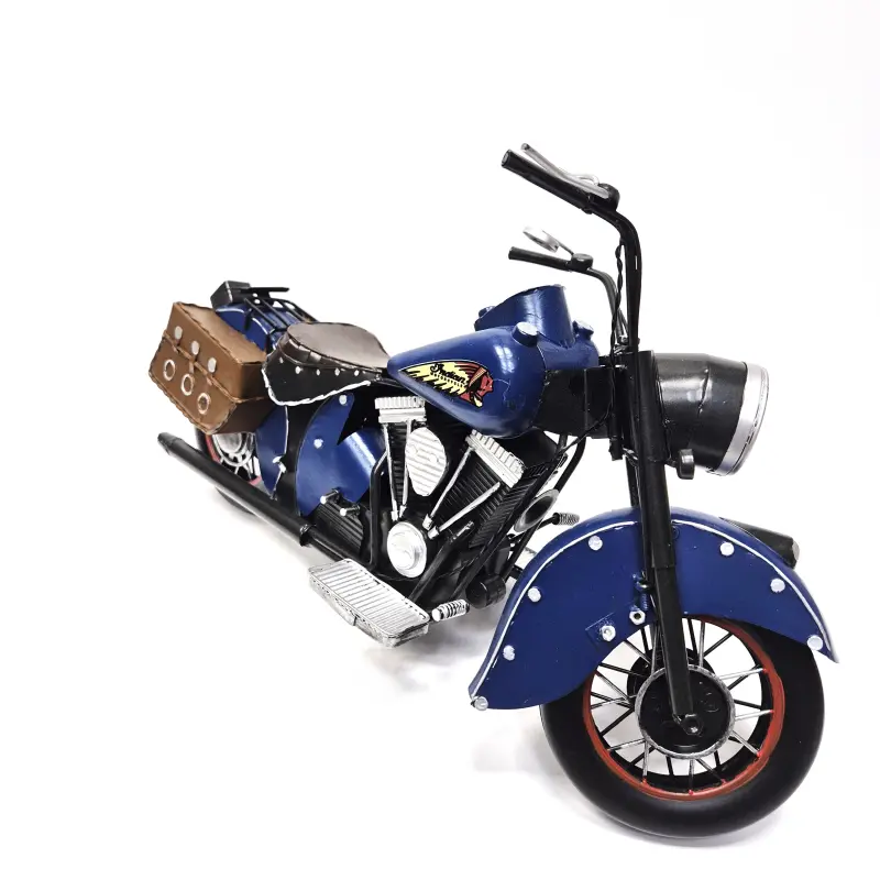 Motocicleta epoca, albastra, din metal, model 12-17